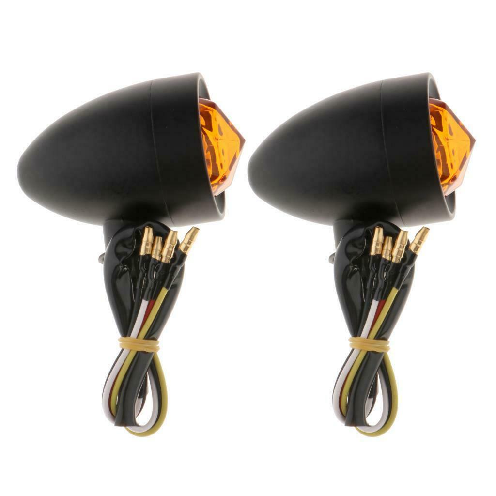 1 Pair Motorcycle Amber Turn Signals Indicator Lights High Quality Black