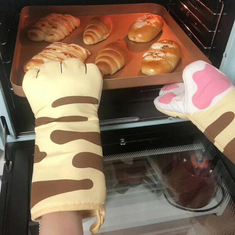 1Pc Orange Cat Claw Anti-Scald Cotton Glove For Microwave Oven And Baking.l8