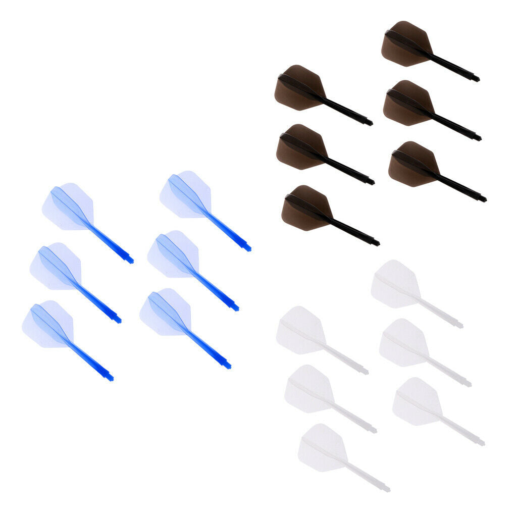 18pcs ABS Plastic Transparent 2BA Thread Dart Shaft Dart Flights 3 Mix Color