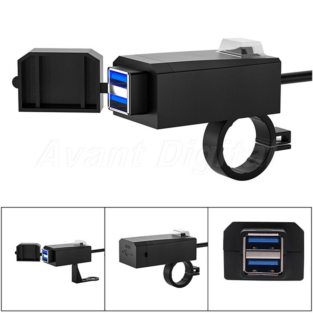 12V Motorcycle Dual 3.0 USB Quick Charger Universal Motorbike Power Supply Adapt