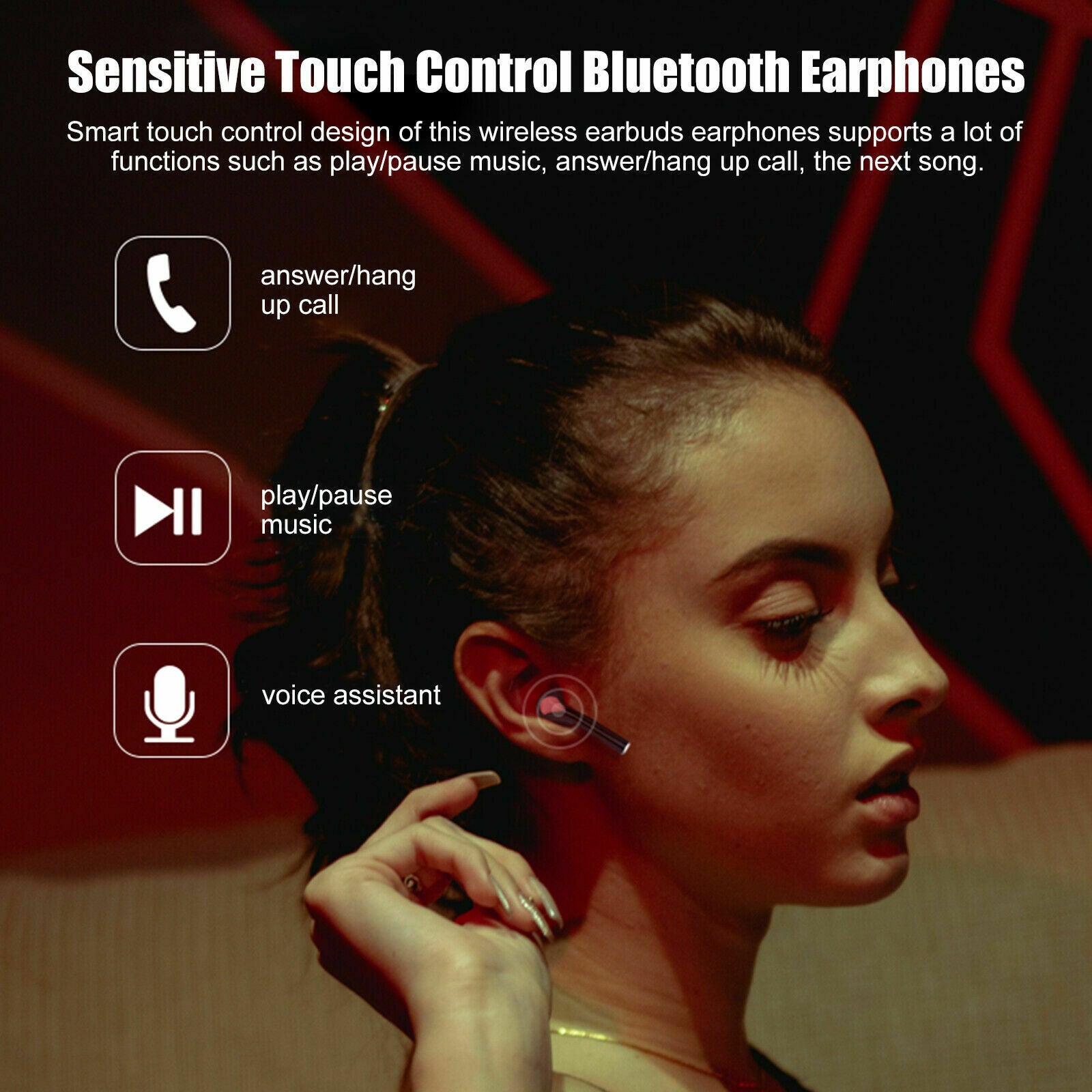 Bluetooth 5.0 Headset TWS Wireless Earphone Earbud Touch Stereo In-Ear Headphone