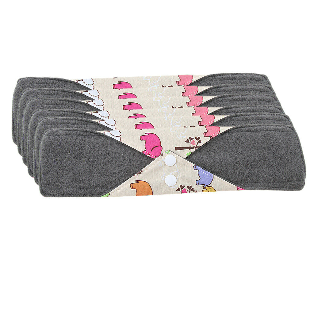 6Pcs 11.8" Bamboo Cloth Menstrual Pads Sanitary Napkins Washable Breathable