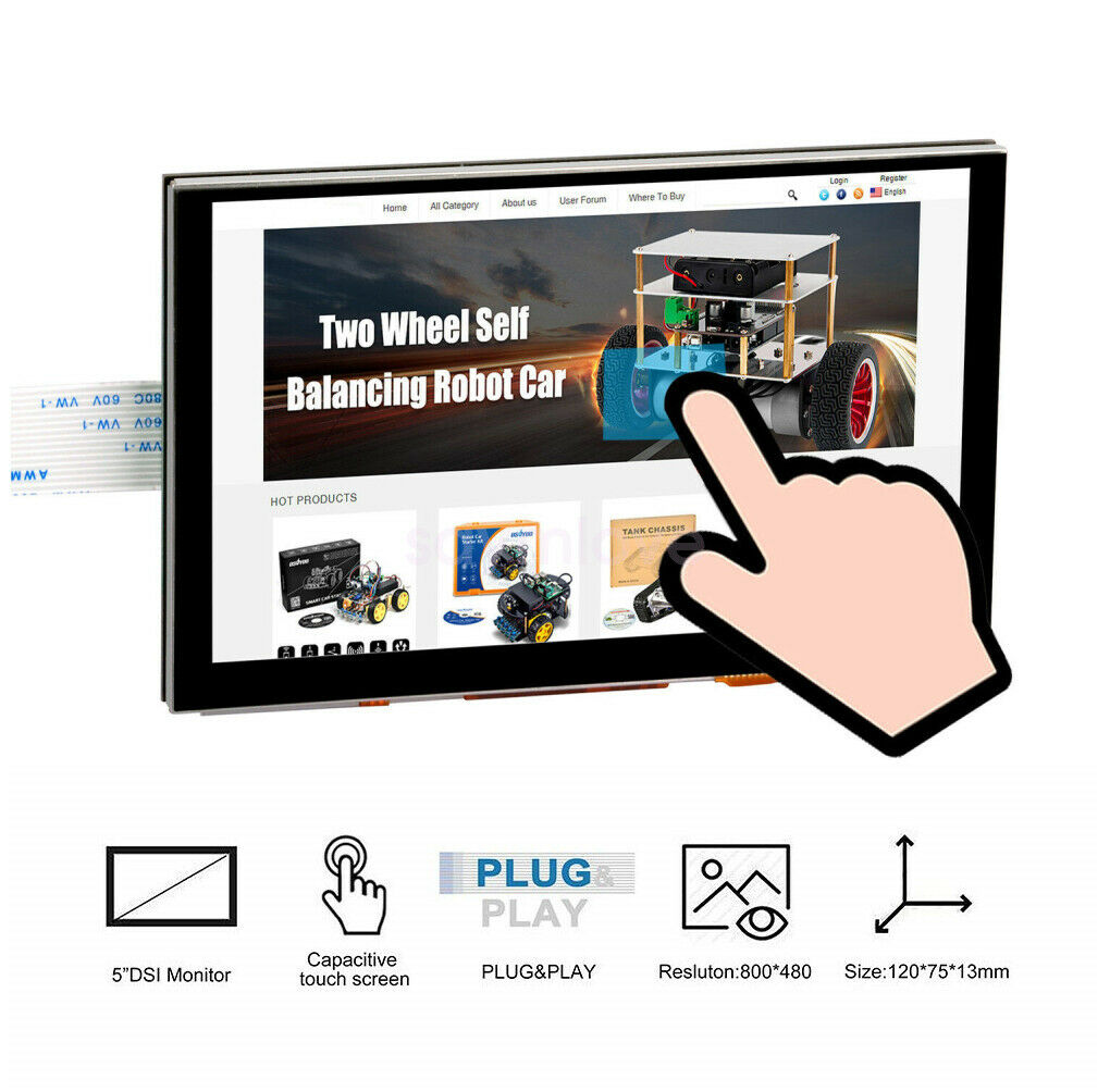 New 5 inch TFT LCD Display Touch Screen DSI Connector 800x480 For Raspberry Pi