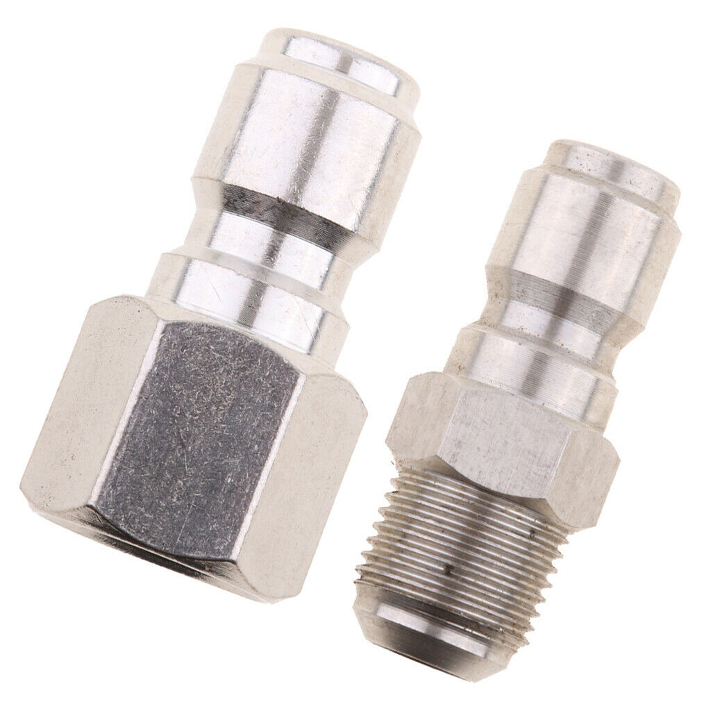 2x 3/8" Stainless Steel Connector to 15mm Male &Female Pressure Washer Hose