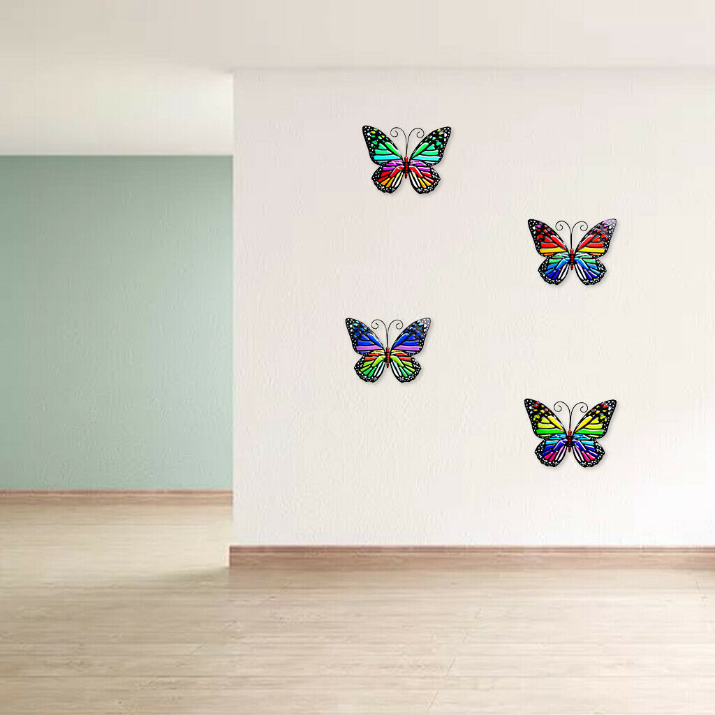 4Pack Butterfly Wall Decor Colorful Home Yard Patio Fence Hanging Accents