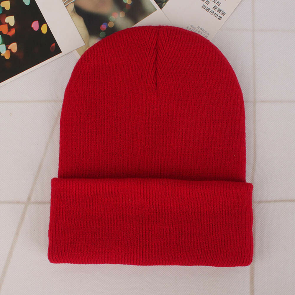Red Men's Women Beanie Knit Ski Cap Hip-Hop Winter Warm Unisex Wool Hat