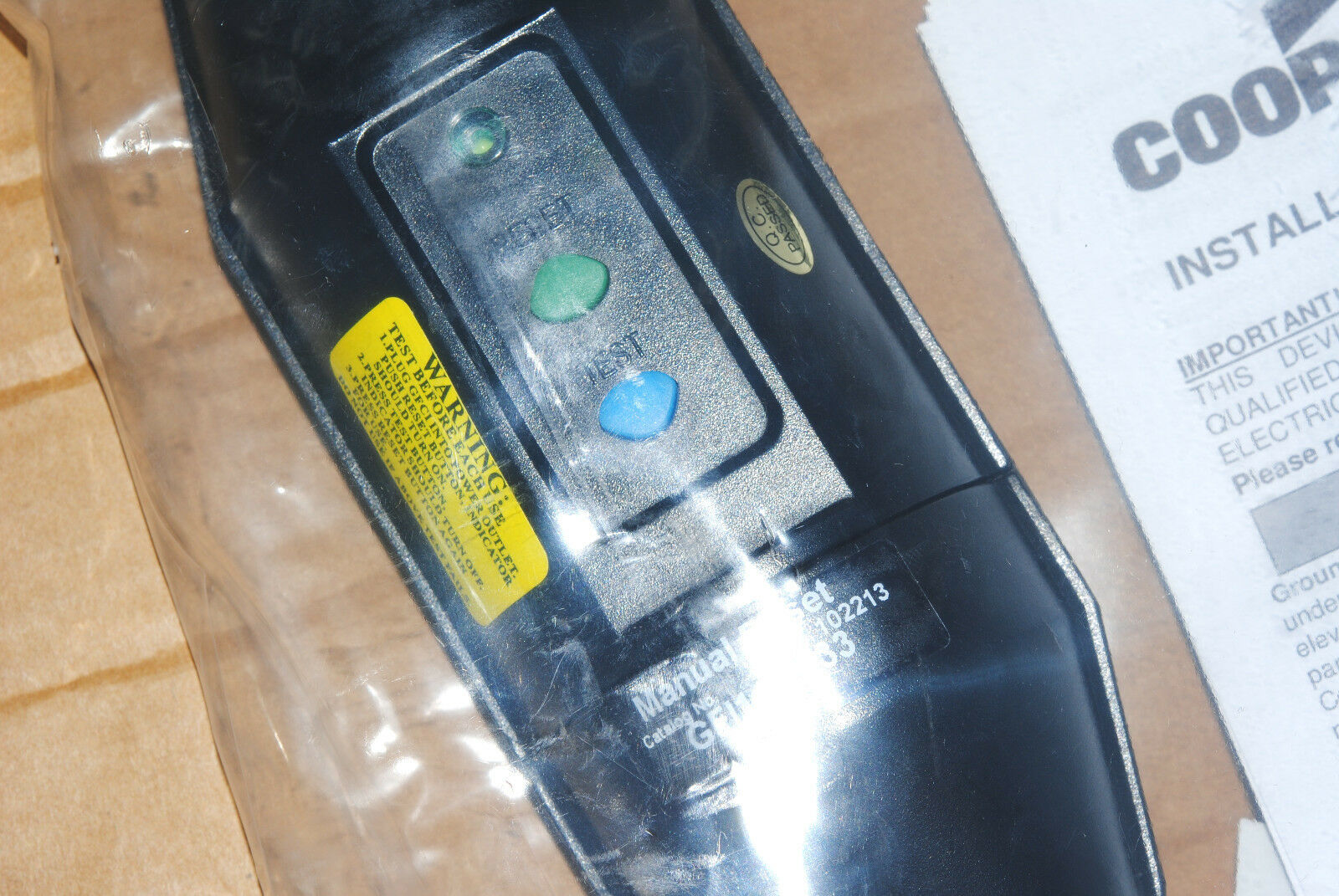1pcs-COOPER Wiring GFI11M133 15A 120V Portable GFCI 2FT IN-LINE