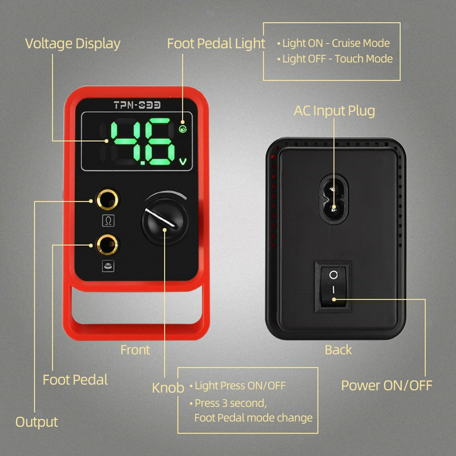 Tattoo Power Supply Kit - Professional Mini Power Supply UK Cord LCD Tattoo