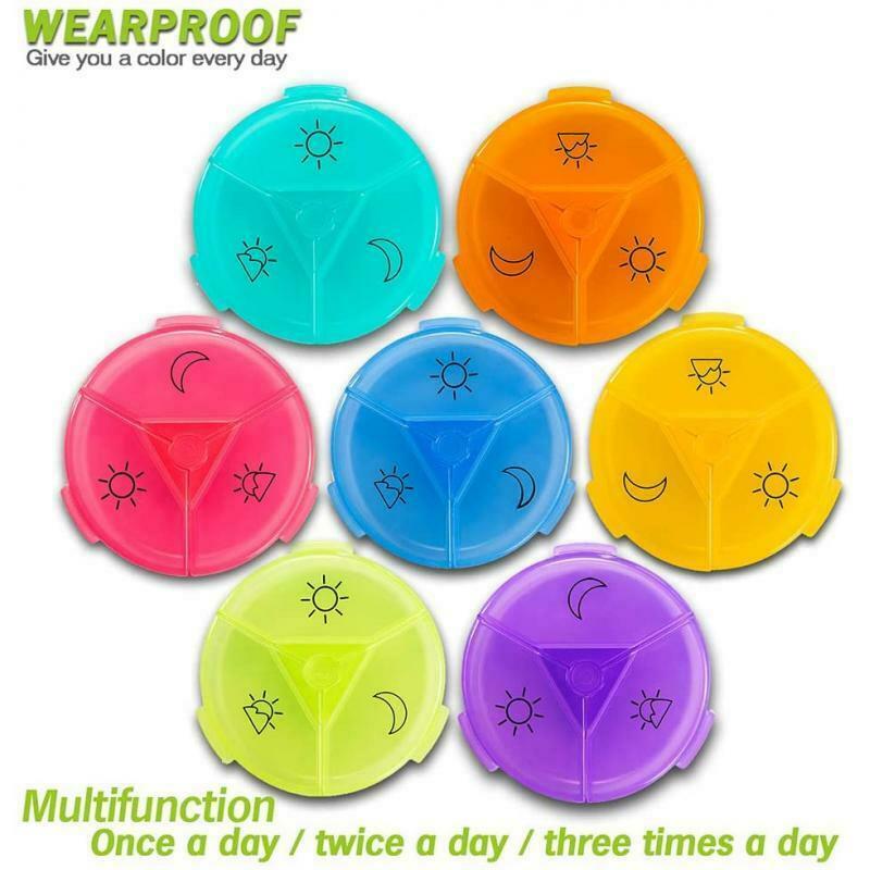 Weekly Round Organizer Pill 7 Day 3 Times A Day Case Containers