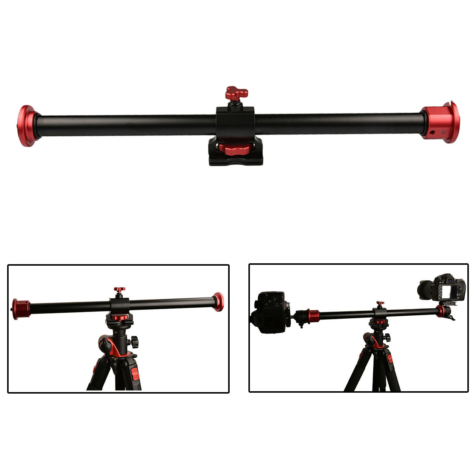 Aluminum 3/8"-16 Double End Camera Tripod Horizontal Rod Extension Pole