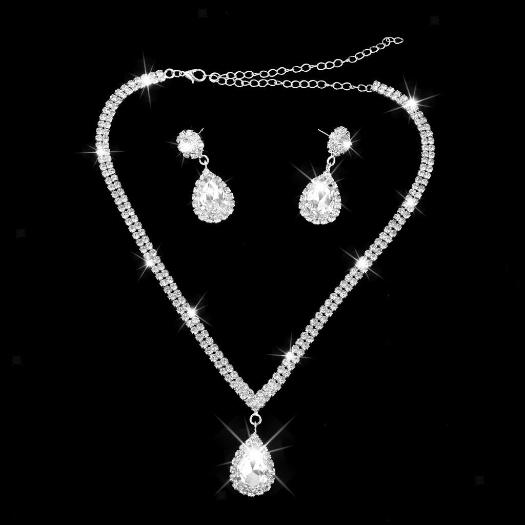 Hot New Rhinestone Necklace & Earrings Bridesmaids Wedding Jewelry Set