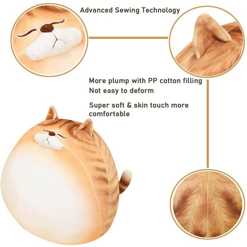 Cat Plush Pillow Soft Pillow Orange Tabby Stuffed Animal Calico Cat Plush ToW4L1