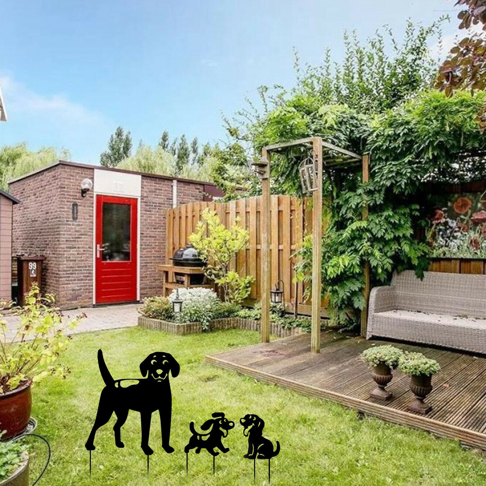 Dog Silhouette Stakes Animal Lawn Decorations for Lawn Ornamental Gardening