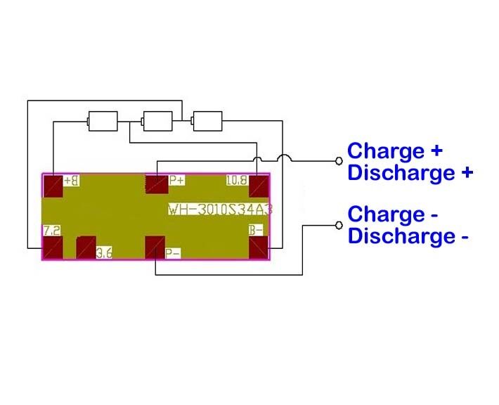 LiFe Battery PCM Protection Circuit Module BMS For 3S 9.6V LiFePO4 I=2A 3S2W001