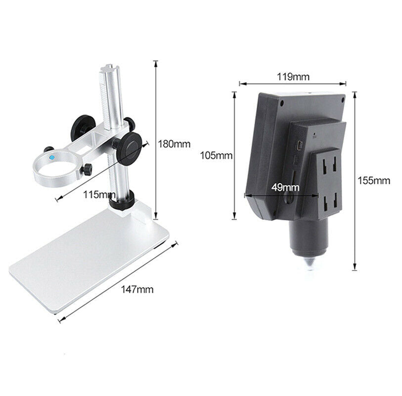 600x USB Digital Microscope with 4.3" Screen 8 LED Light for PC Coin Inspection