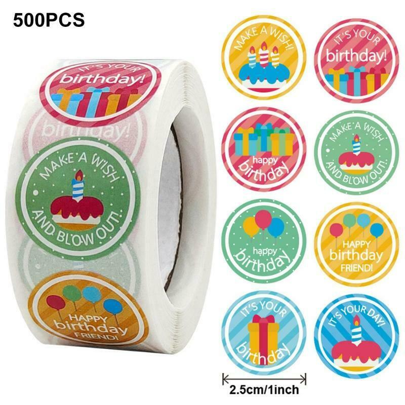 500 Pcs/roll Creative Happy Birthday Stickers Labels Ideal for Small Business