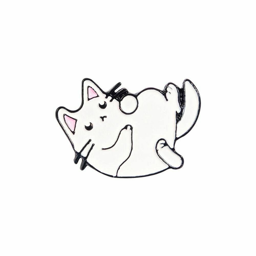 Cute Animal Fashion Jewelry Lapel Badge Cartoon Brooch White Cat Enamel Pins