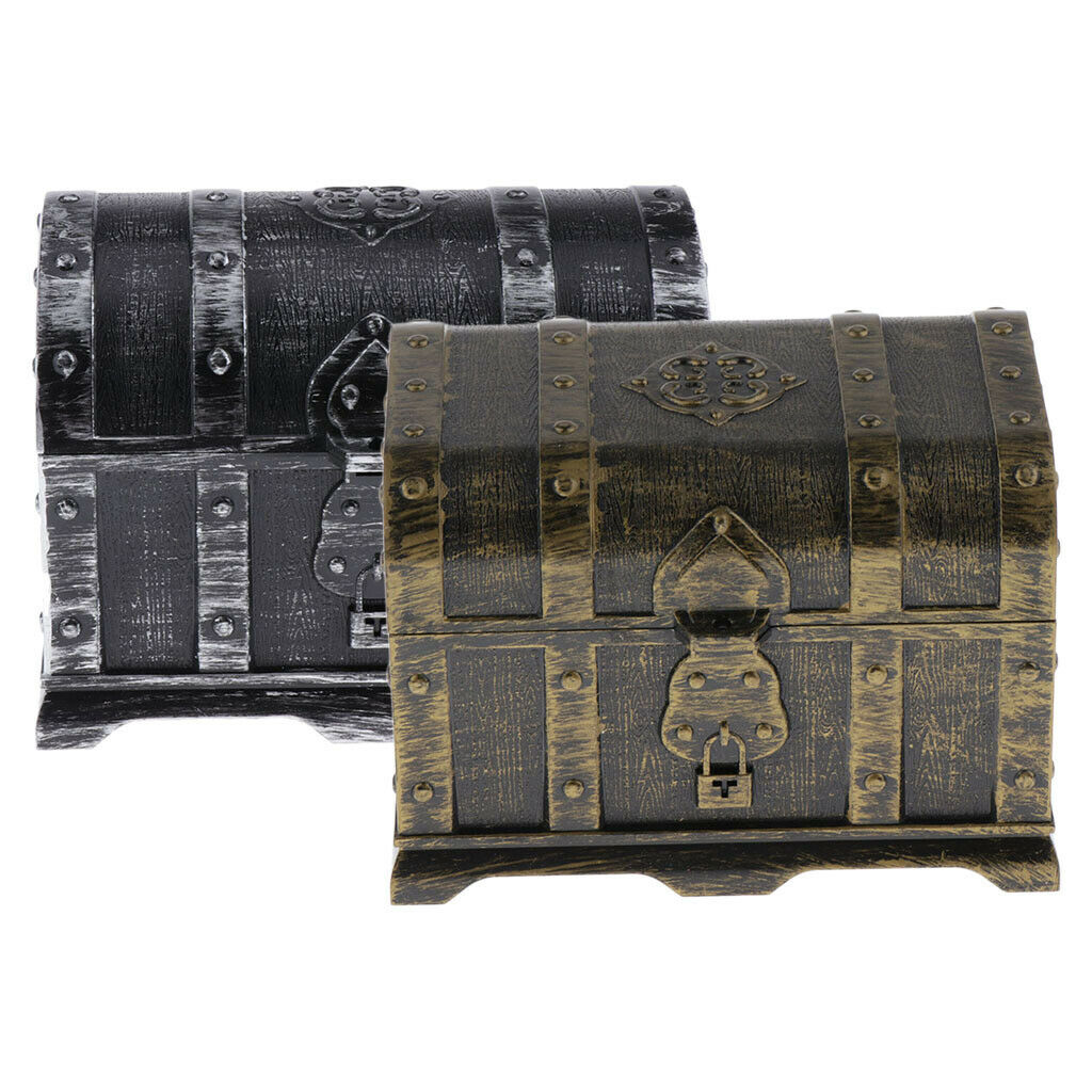 Set of 2 Pirate Treasure Chest Seeking Treasure Game Playset Storage Box Fun