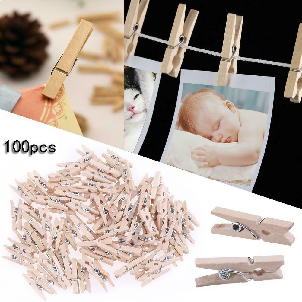 100pcs Wooden Clips Household Drying Socks Towel Rack Clamps Holder @