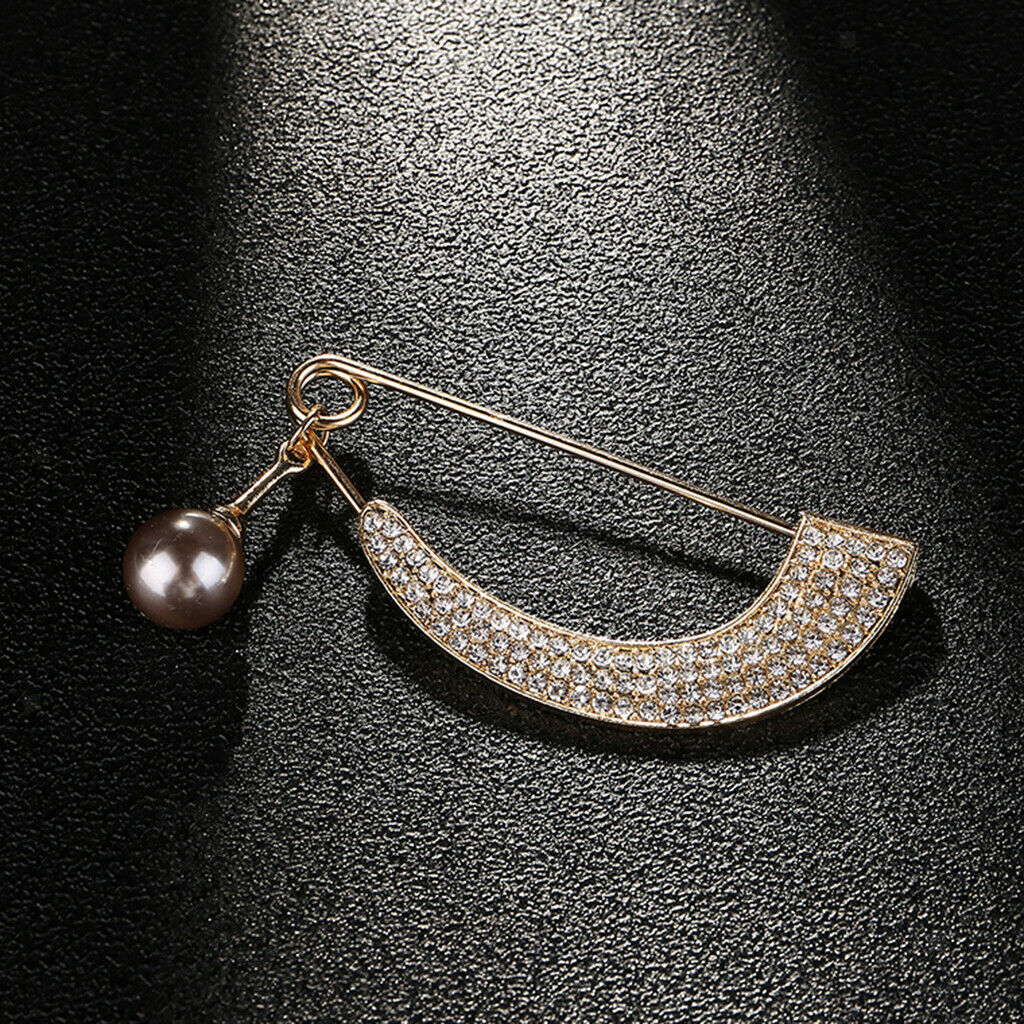 2 Pcs Women's Elegant Shawl Clip Sparkling Full Crystal Brooch Safety Pin