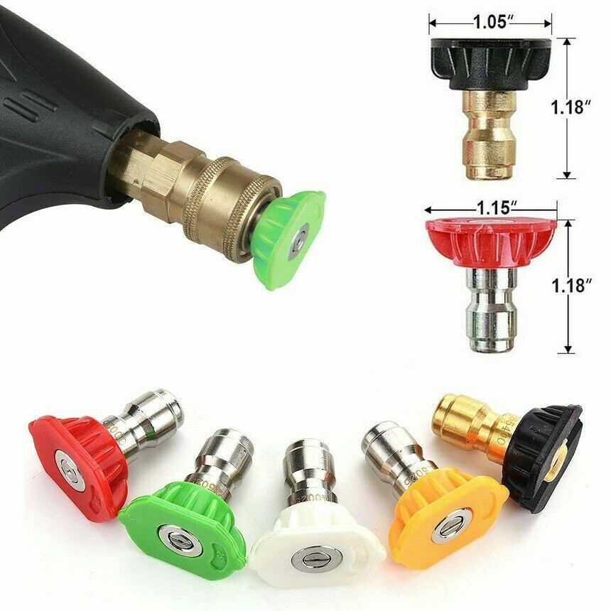 5PCS 1/4" Pressure Washer Spray Tips Nozzles High Power Kit Quick Connect Set