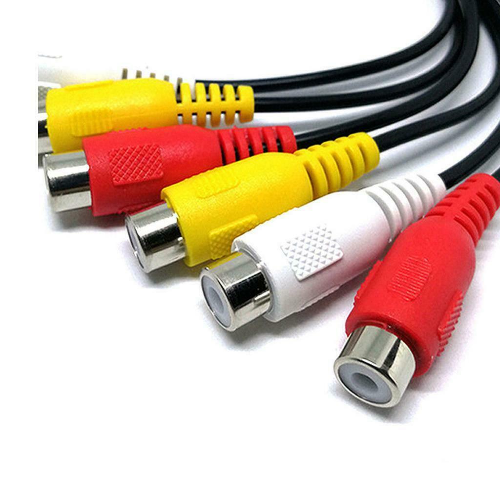 Audio AV Adapter Cable Splitter Converter Male Jack From 3 RCA To 6 Female RCA
