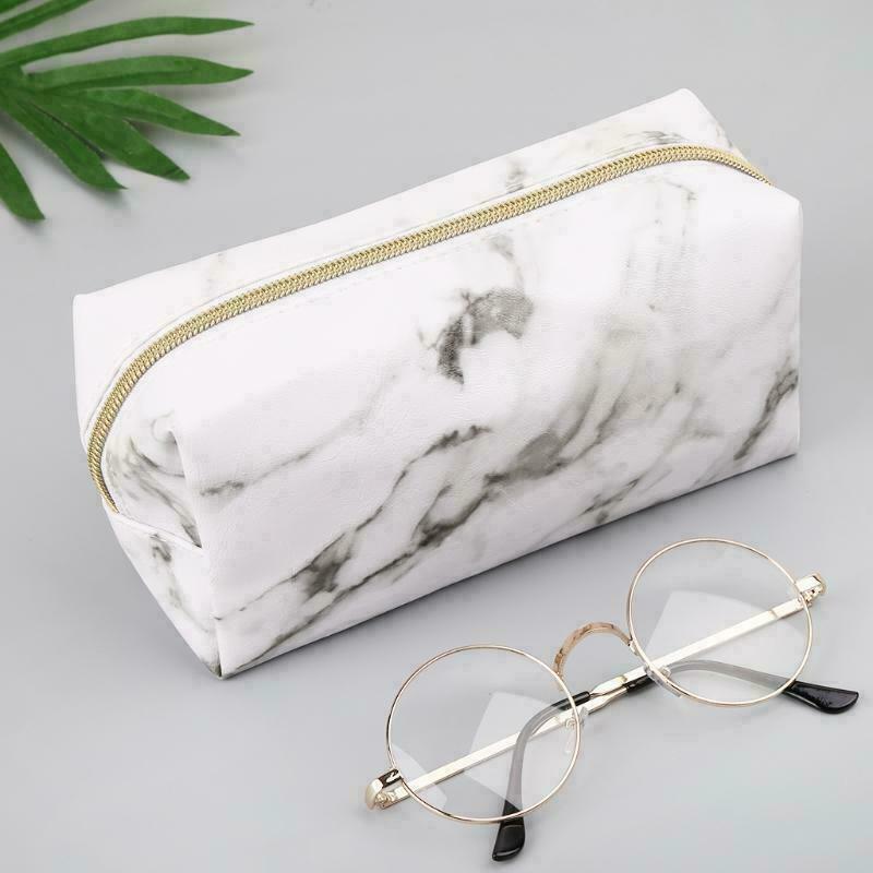 White Cute Pencil Case Pen Box Zipper Bags Makeup Storage SupplyL Rf