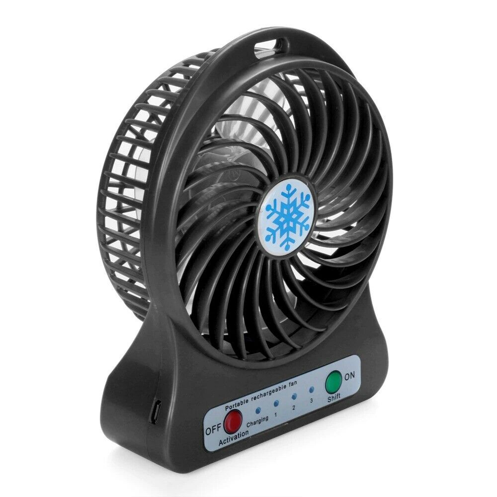 Portable Rechargeable LED Light Air Cooler USB 18650 Battery Handheld Mini Fan