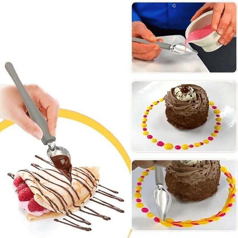 Culinary Ding Decorating Spoon Set, 2 Pcs Saucier Drizzle Spoons,Decorating PeU3