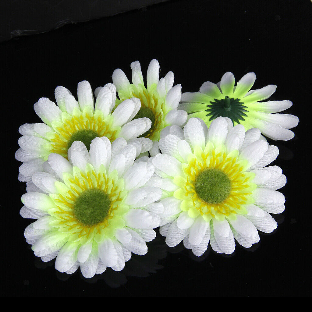 10Pcs 3.15" Artificial Gerbera Daisy Silk Flowers Heads for DIY Wedding