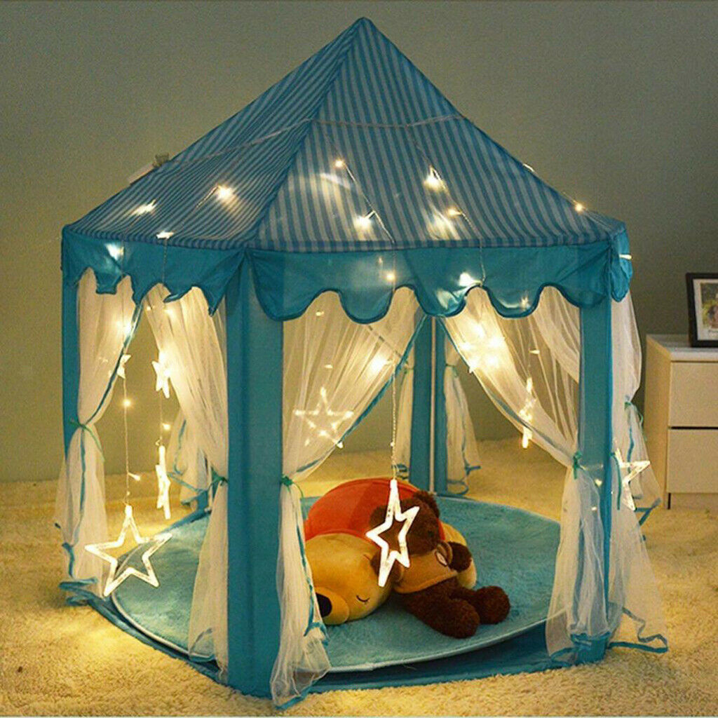 Toddler Playhouse Play Tent Hexagonal Mat Plush Kids Bedroom Floor Carpet