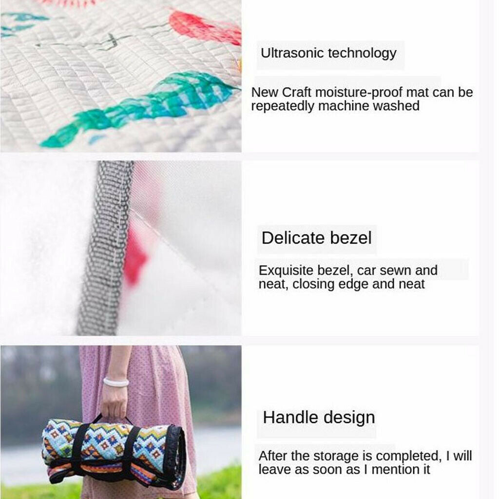 Folding Picnic Blanket Washable Camping Mat for Family Friends 55" x 67"