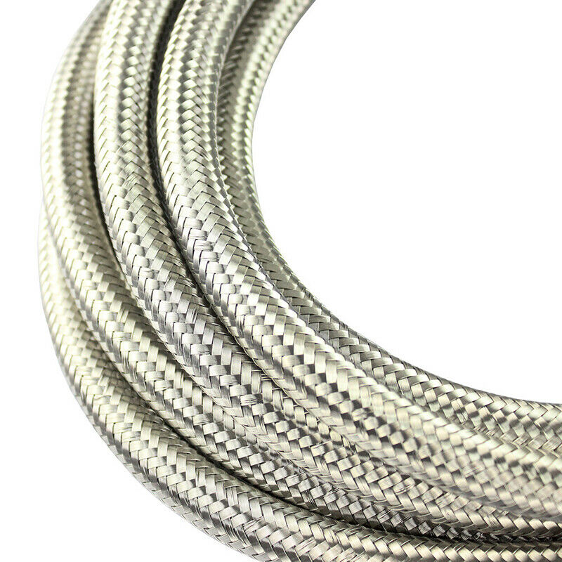 1M 10AN Car Oil Cooler Stainless Steel Braided Oil Fuel Line Hose 14.3mm Inlet