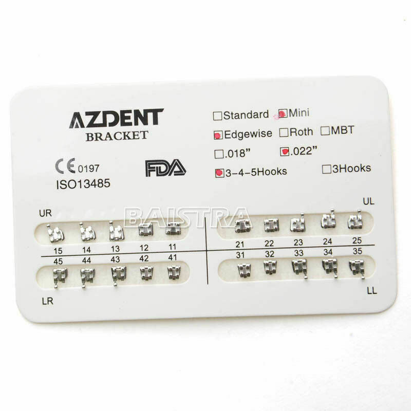 20Packs Dental Orthodontic Bracket Edgewise Mini Slot.022 & Hooks 34-5 AZDENT CA