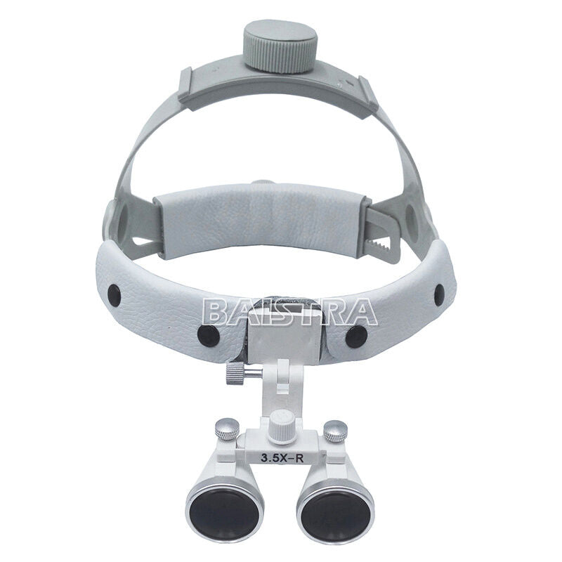 Dental Surgical Medical Headband Binocular Loupes with LED Light 3.5X-R White