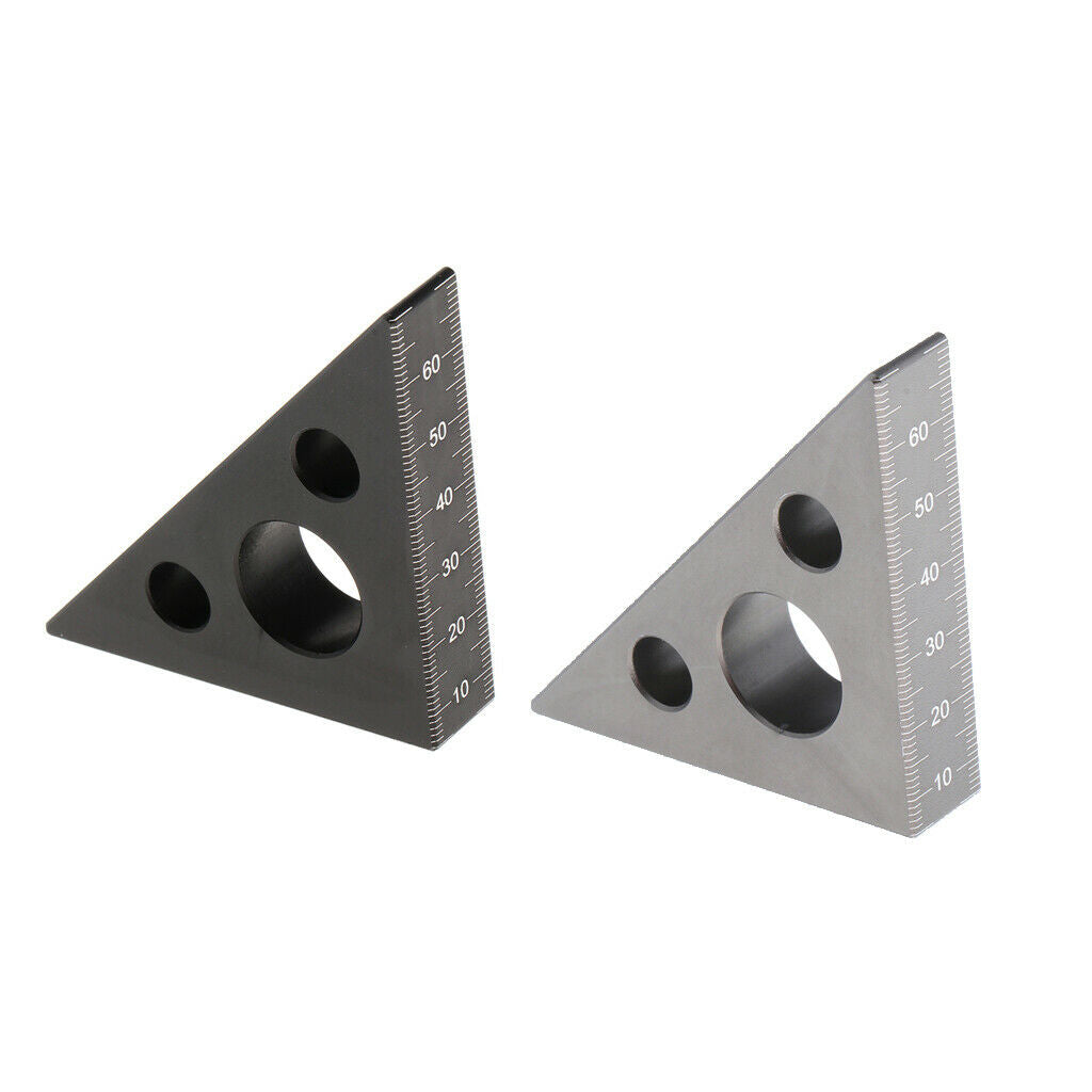 Lots 2 Metric Aluminum Alloy Triangle Square Measuring Easy-Read Black