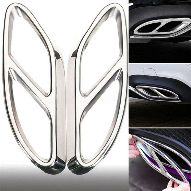 2*Car Exhaust Pipe Tail Cover Trim For Mercedes Benz ABCE Class CLA GLC GLSADD
