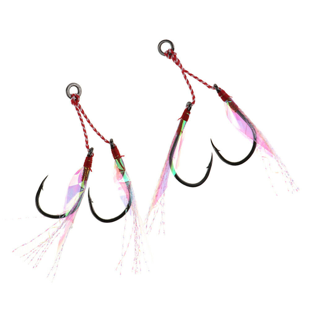 2Pcs Fishing Assist Hooks Carbon Steel Jigging Assist Fishing Hooks 16