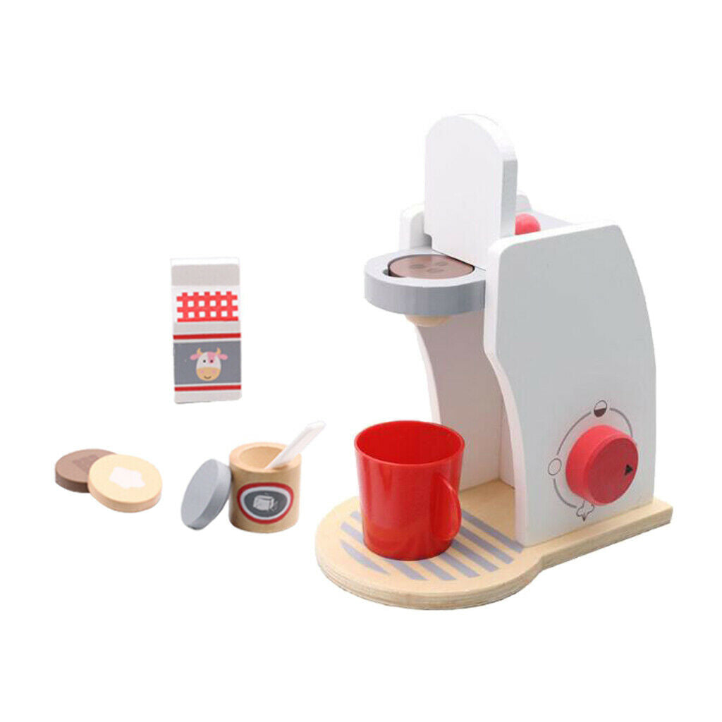 Wooden Mini Simulation Coffee Maker Machine Pretend Play Role Play Toys