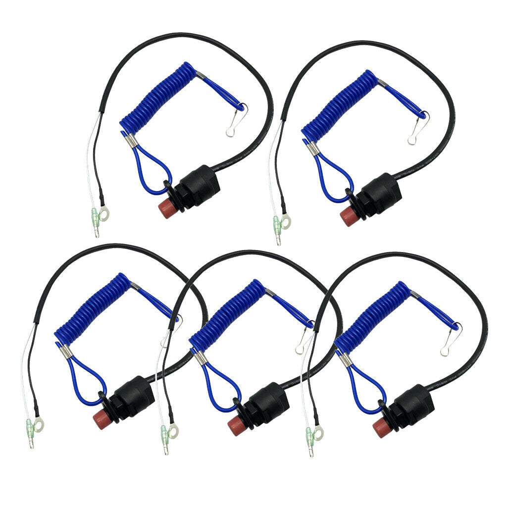 5Pcs Universal Boat Kill Stop Switch & Safety Tether Lanyard for Yamaha 12V