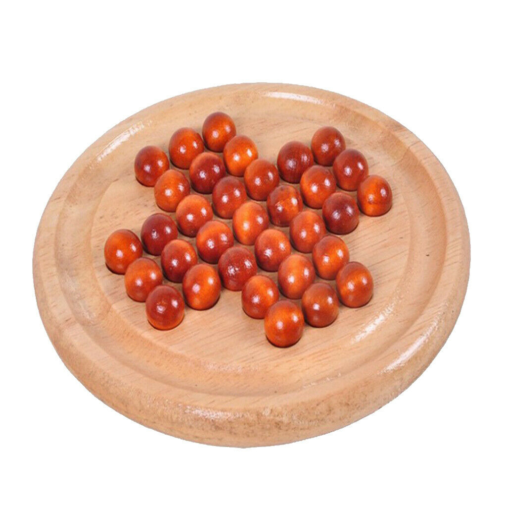 Handmade Wooden Solitaire Board Game 1 or 2 Player Activity for Kids Adults