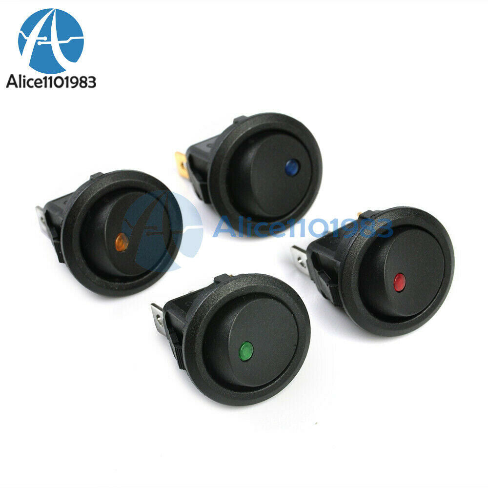 20PCS Car 12V Round Rocker Dot Boat LED Light Toggle Switch SPST ON/OFF Sales