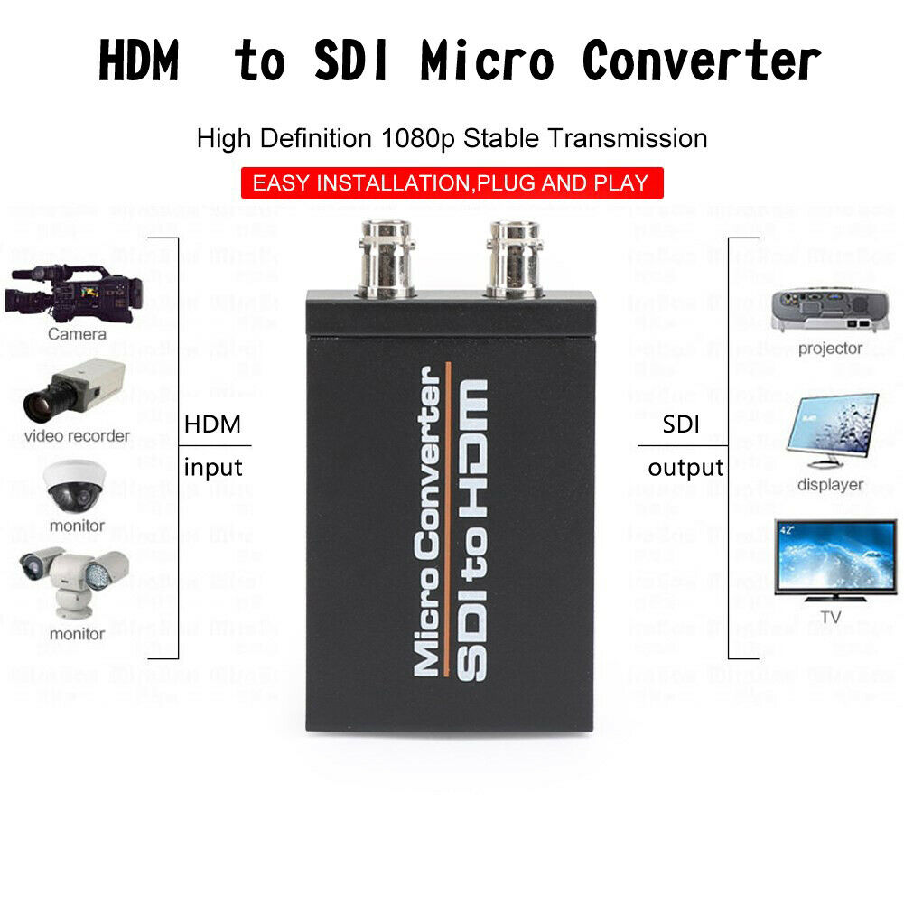 1 HDM In to 2 SDI+SDI Out Mini HD Video Micro Converter Audio Switcher Black BS5