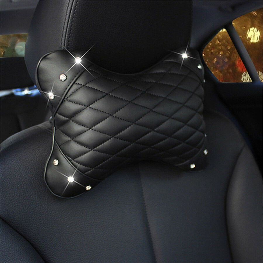 2X bling water-diamond Car Cushion Seat Headrest Neck Pillow