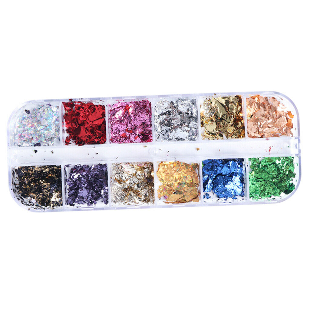 24 Colors Nail Glitter Foil Flakes Fragments Manicure Nails Art Decals