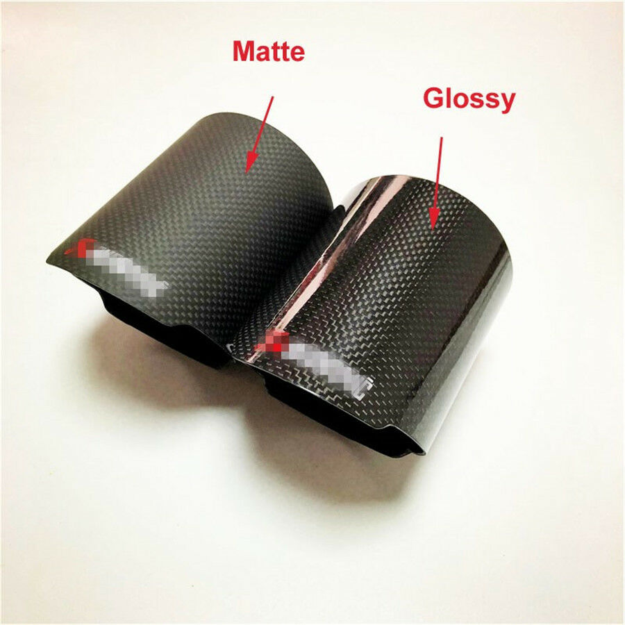 Exhausts pipe Carbon Cover w/ Glossy Carbon Shell Exhaust Muffler Pipe Tip Case