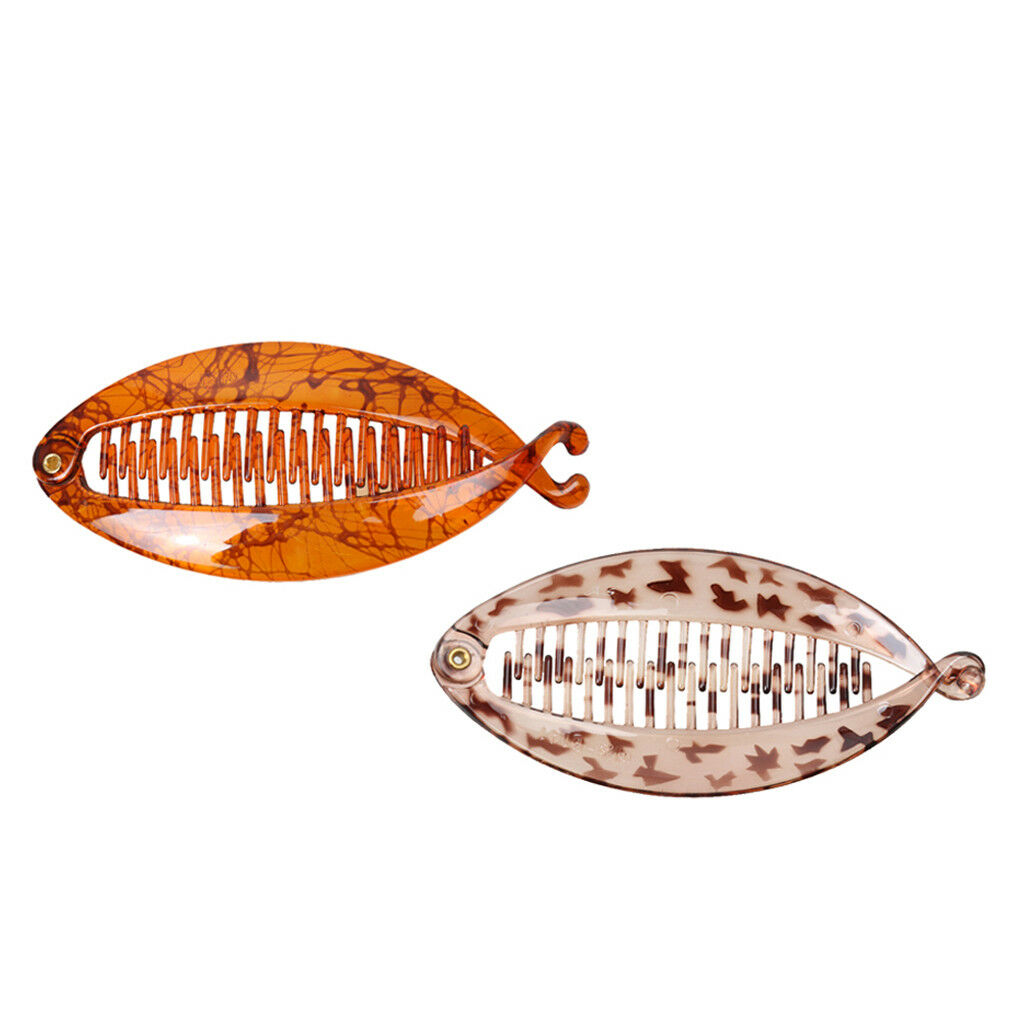 2Pcs   Banana       Clip   Grip   Slide   Comb   Lady   Hair   Barrette