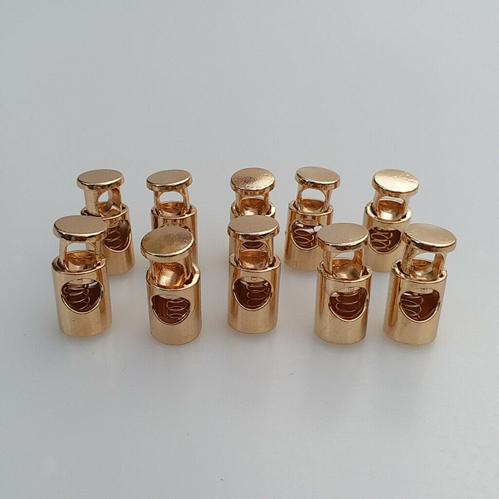 10 Pieces Cylinder String Cord Lock End Metal Spring Stop Toggle Stoppers