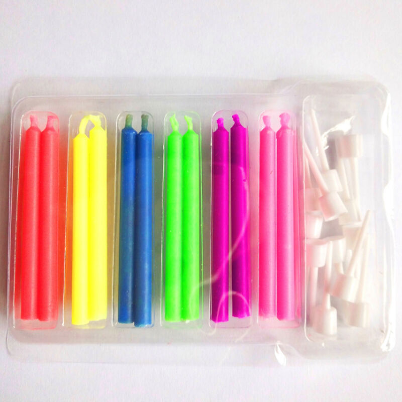 12Pcs Child Colorful Mixed Candles Flames Cute Birthday Party Cake Toppers Decor