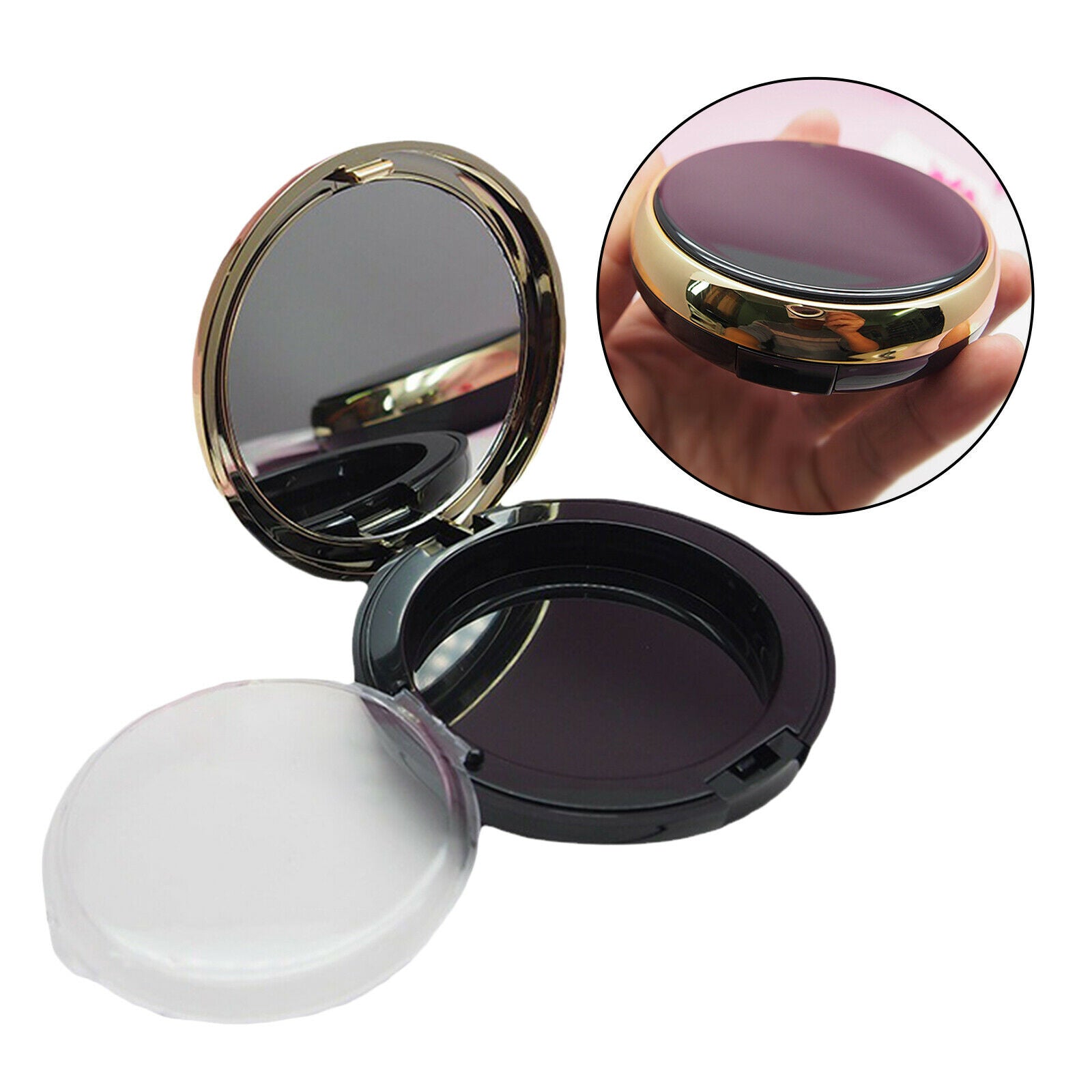 Plastic Empty Eyeshadow Highlighter Case Portable DIY Container Box Black